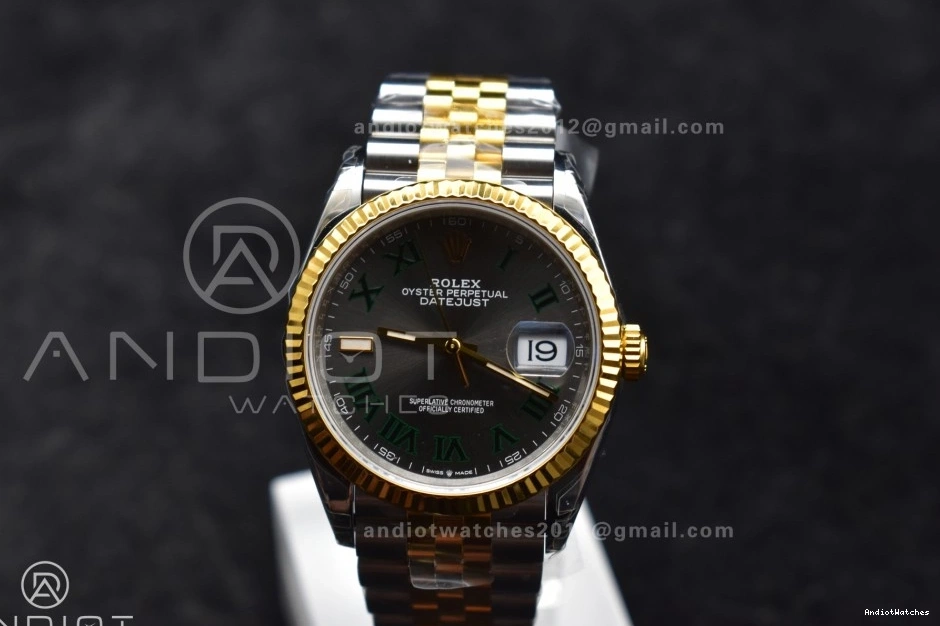 1:1 VS 36 904L Jubilee on DateJust Gray Marker ModernLook Steel VSF Best Roman SS RG Dial 578 Edition 126231 Bracelet Green 0725